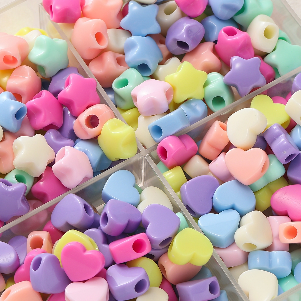 St.kunkka 30Pcs 14mm Star Beads Heart Beads Mixed Color Acrylic Charm Beads for DIY Bracelet Necklace Pendant Accessories