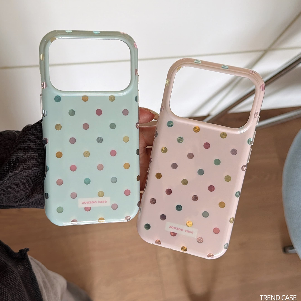 Fashion Colors Circular Dots Dual Layer IMD TPU Phone Case For iPhone 17 16 15 14 13 Pro Max Shockproof Back Cover