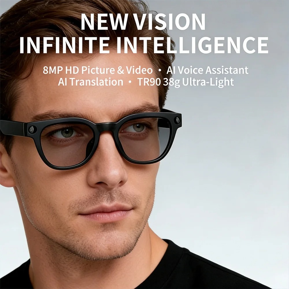 2026 New AI Shooting Glasses 4K HD 800W Pixels Camera Bluetooth Call Voice Assistant AI Translation Smart Glasses Ai Object Recognition Type-C Charge Sunglasses