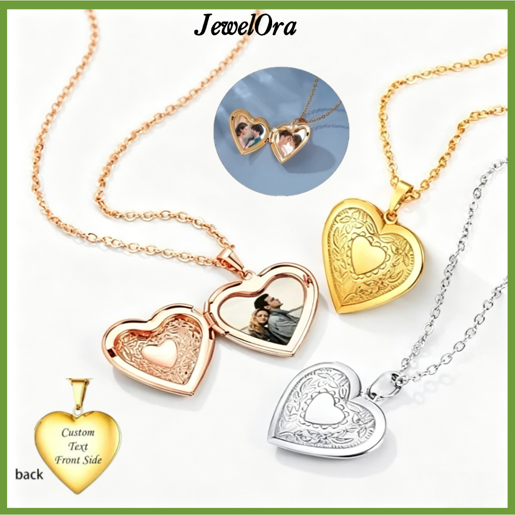 Custom Photo Necklace for Women - 18K Gold Plated Heart Locket Anniversary Gift for Her Mother's Day