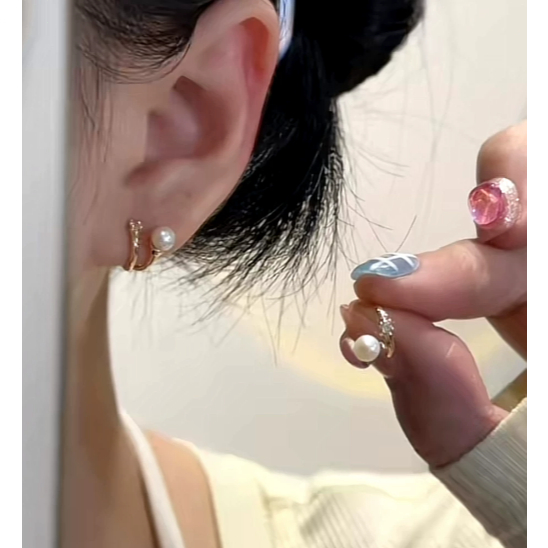 French Pearl Diamond Pearl Earrings Female Summer Earrings Female 2026 New Style Hot-selling Niche Design High-End Sense--Live Streaming Room Special Shooting Link