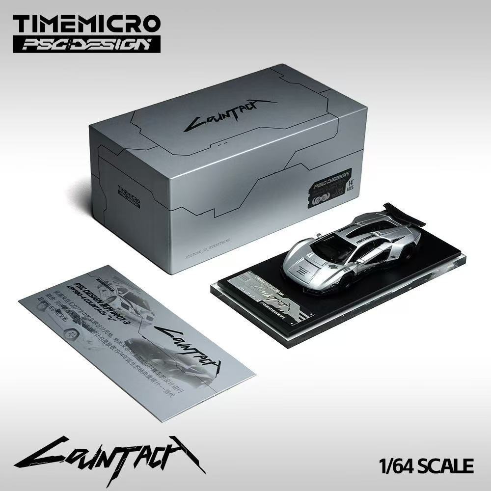 TimeMicro PSC 1: 64 Countach "V" Silver Simulation Supercar Alloy Car Model