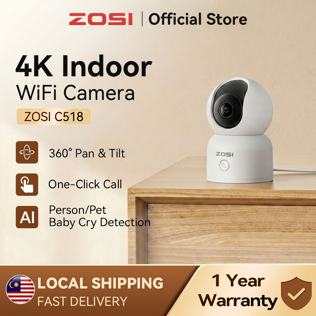 Z0Sl 4K 8MP Indoor Security Camera,Wireless WiFi Pan/Tilt Al Pet/Baby CCTV IP 360° View Night Vision