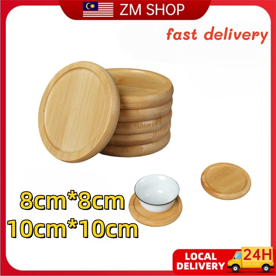 【Local Seller】 Bamboo Wood Coaster Placemats Cup pad 木杯垫木垫 拍摄道具 Retro Insulation Cup Tray Cup Mat Wooden Coaster Coffee Cup Mat Glass Candle Coasters Placemats Table DecorPhotography Props Wooden Coaster Cup Mat Bamboo wood Coaster 8cm and 10 cm placemat