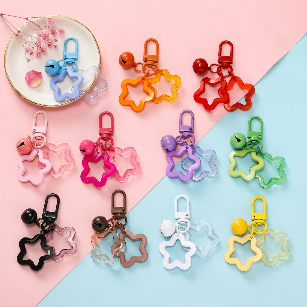 St. kunkka Acrylic Hollow Five-pointed Star Pendant Keychain Can Be Used for Holiday Couples Gifts1pcs