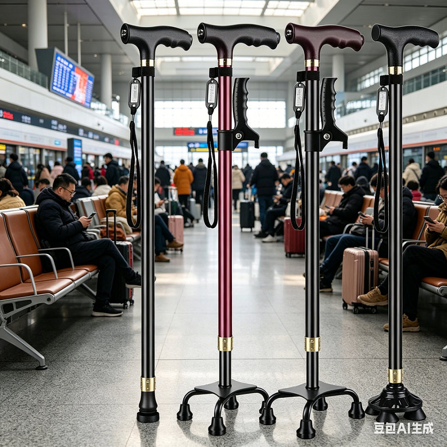 Elderly Crutches Shock-resistant Crutches Big Four-legged Cane、walking aid、walking cane、tongkat orang tua、tongkat lipat、tongkat 4 kaki、Foldable walking stick for elderly、tongkat kaki 4