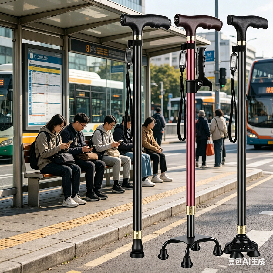 Elderly Crutches Shock-resistant Crutches Big Four-legged Cane、walking aid、walking cane、tongkat orang tua、tongkat lipat、tongkat 4 kaki、Foldable walking stick for elderly、tongkat kaki 4