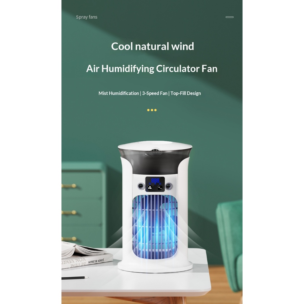 READY STOCK Portable Air Cooler Mist Fan USB Humidifier 3 Speed Mini Aircond Kipas Spray 880ML