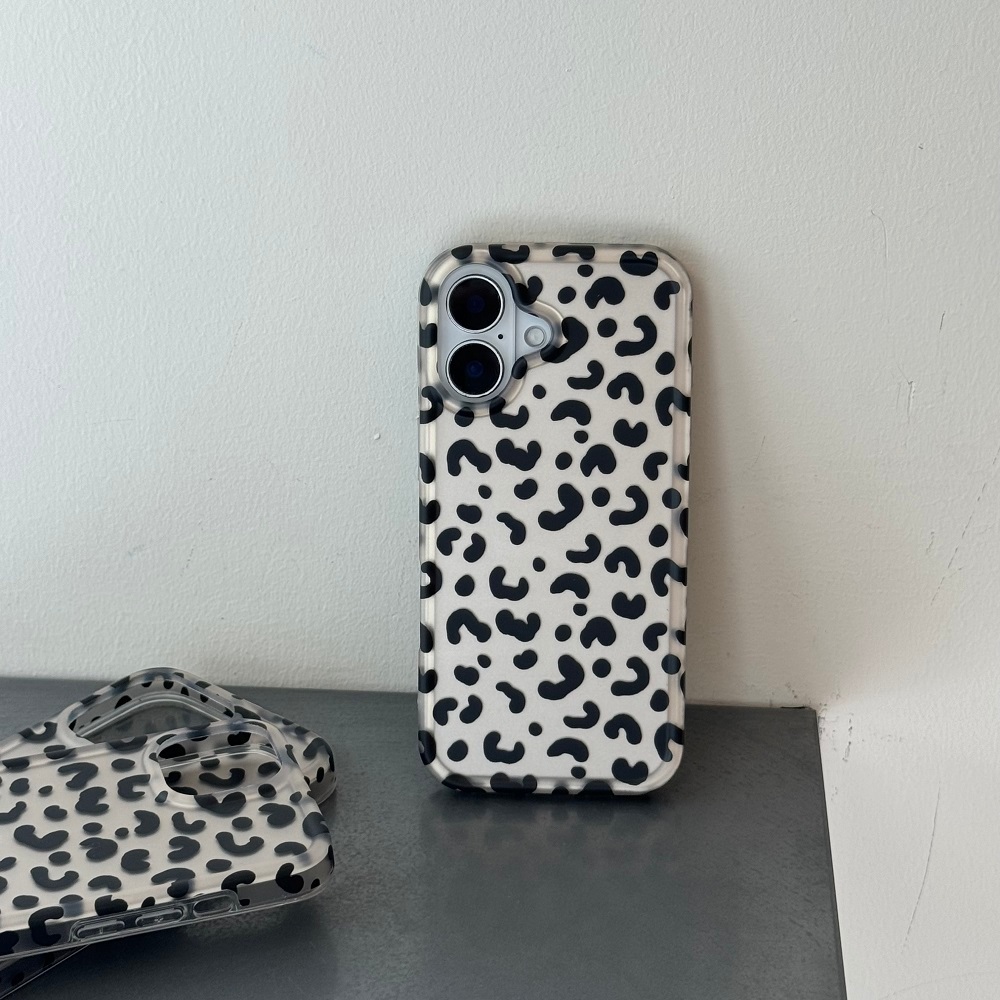 Ins style matte leopard print phone case for iPhone 17/16/15/14/13 Pro Max, personalized, creative, fashionable, all inclusive phone anti fall protective case