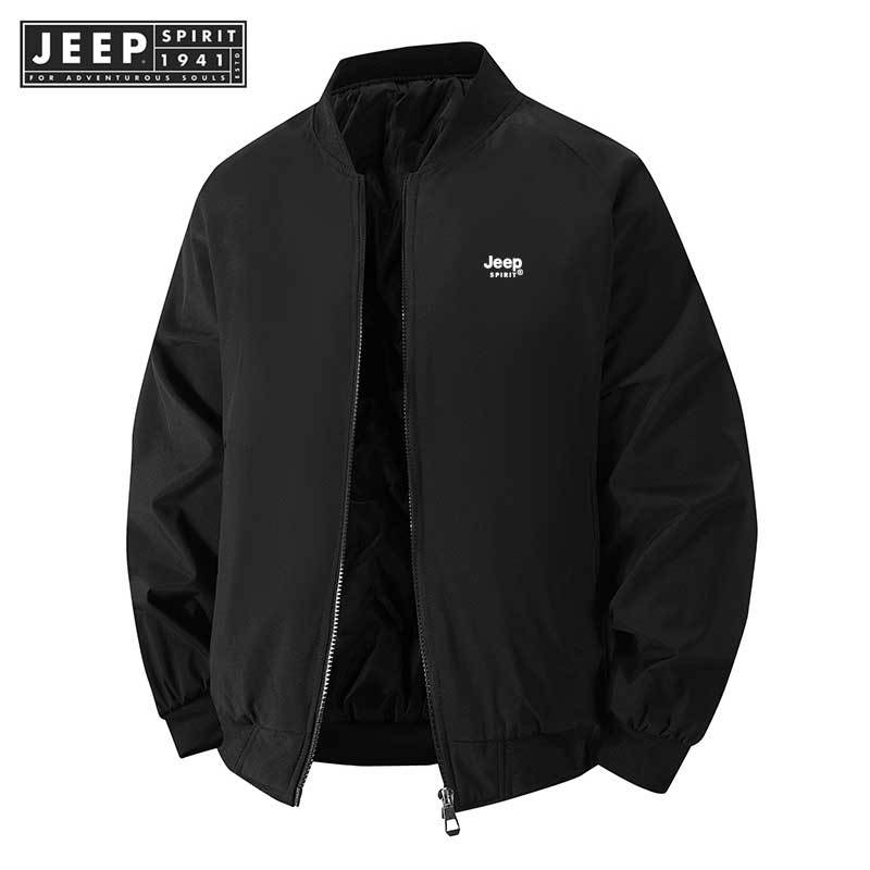 Jeep Spring and Autumn Men's Jackets Trend Baseball Uniform Youth Business Solid Color Long Sleeve Micro Waterproof Coat