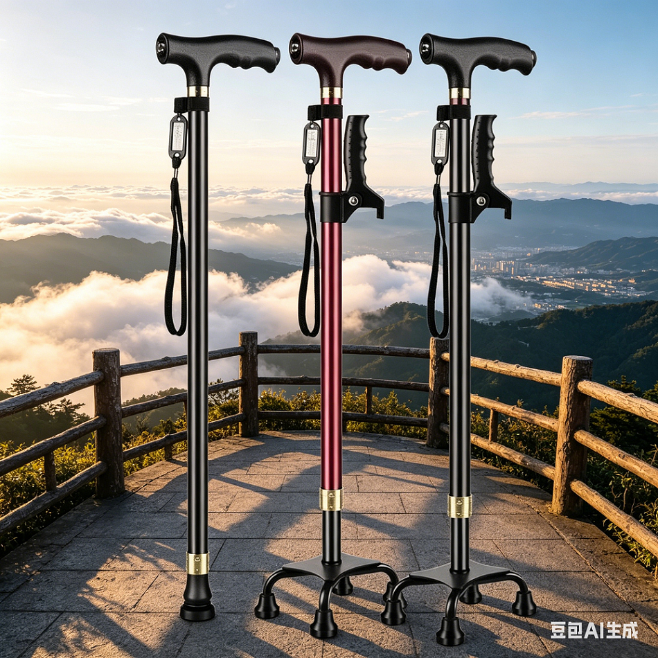 Elderly Crutches Shock-resistant Crutches Big Four-legged Cane、walking aid、walking cane、tongkat orang tua、tongkat lipat、tongkat 4 kaki、Foldable walking stick for elderly、tongkat kaki 4