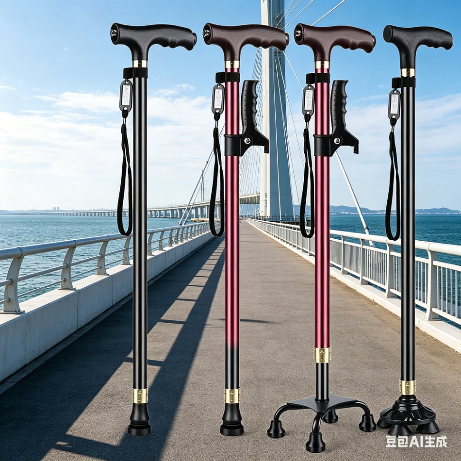 Elderly Crutches Shock-resistant Crutches Big Four-legged Cane、walking aid、walking cane、tongkat orang tua、tongkat lipat、tongkat 4 kaki、Foldable walking stick for elderly、tongkat kaki 4