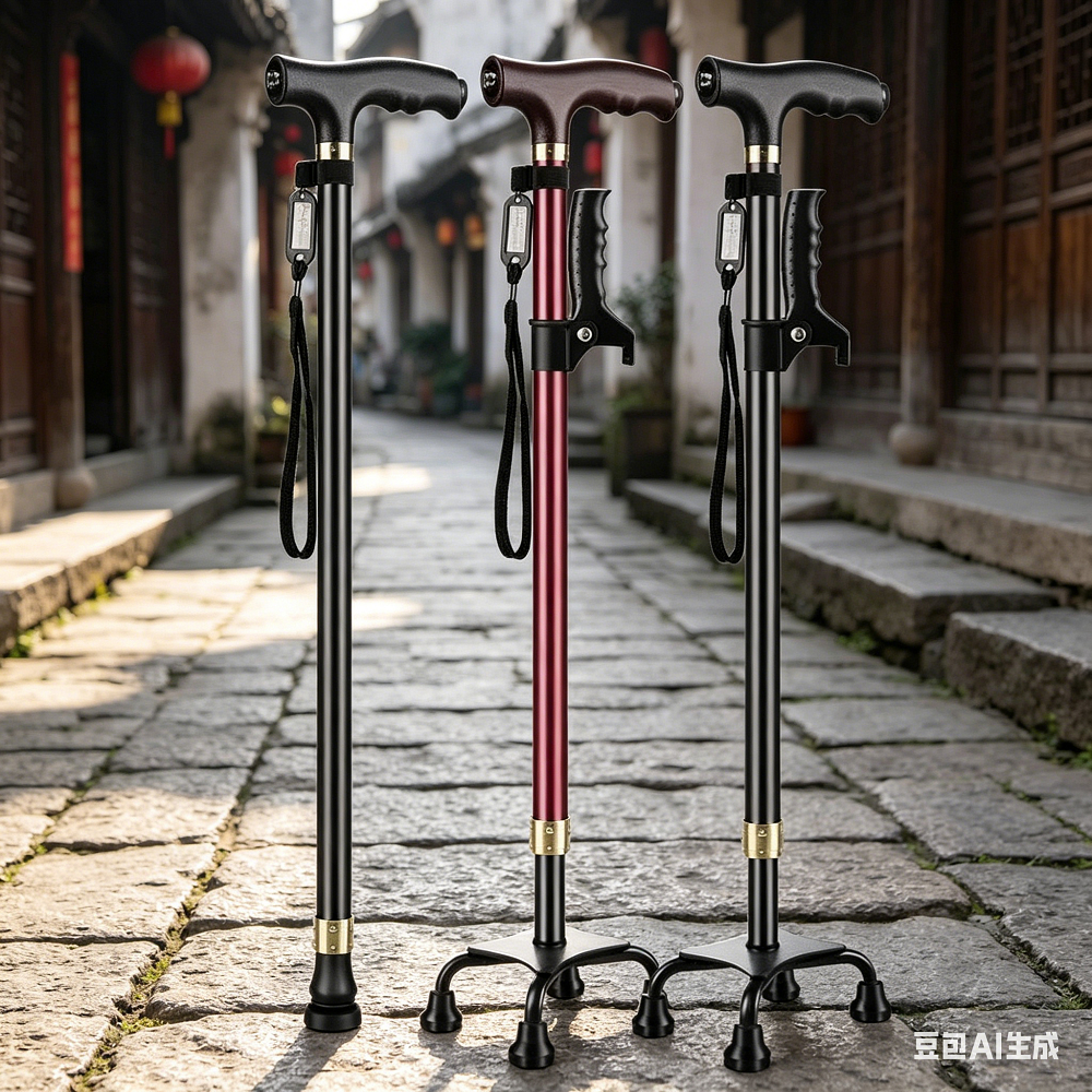 Elderly Crutches Shock-resistant Crutches Big Four-legged Cane、walking aid、walking cane、tongkat orang tua、tongkat lipat、tongkat 4 kaki、Foldable walking stick for elderly、tongkat kaki 4