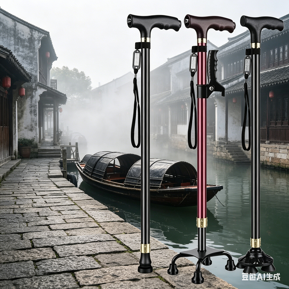 Elderly Crutches Shock-resistant Crutches Big Four-legged Cane、walking aid、walking cane、tongkat orang tua、tongkat lipat、tongkat 4 kaki、Foldable walking stick for elderly、tongkat kaki 4