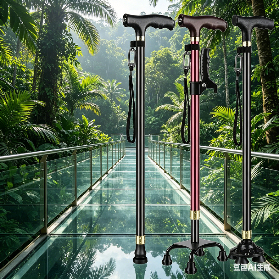 Elderly Crutches Shock-resistant Crutches Big Four-legged Cane、walking aid、walking cane、tongkat orang tua、tongkat lipat、tongkat 4 kaki、Foldable walking stick for elderly、tongkat kaki 4