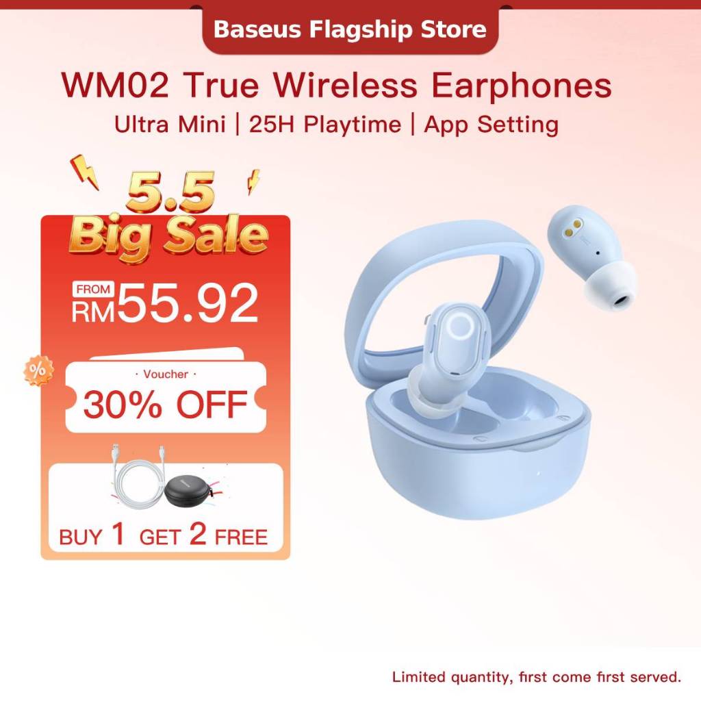 Baseus Bowie WM02 TWS Bluetooth Earphones Stereo Bluetooth 5.3 Noise Reduction Sleep Music Call Earphones