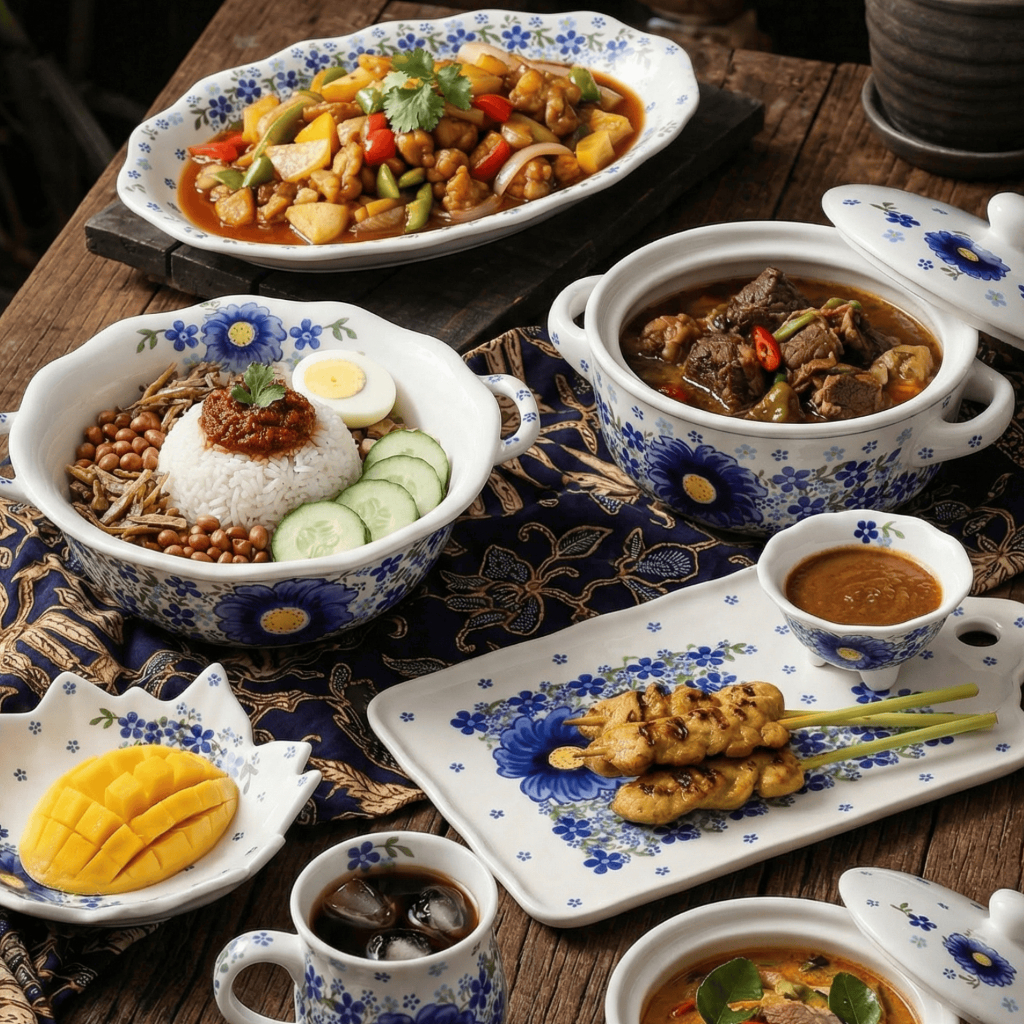 HongDian Aesthetic Vintage Blue Floral Hand Painted Ceramic Tableware Double Ear Soup Pot Fish Plate Baking Dish Coffee Mug Set Peralatan Makan Seramik Corak Bunga Biru Lukisan Tangan Warna Tidak Luntur Microwave Safe Premium Home Kitchen Decor Gift Idea