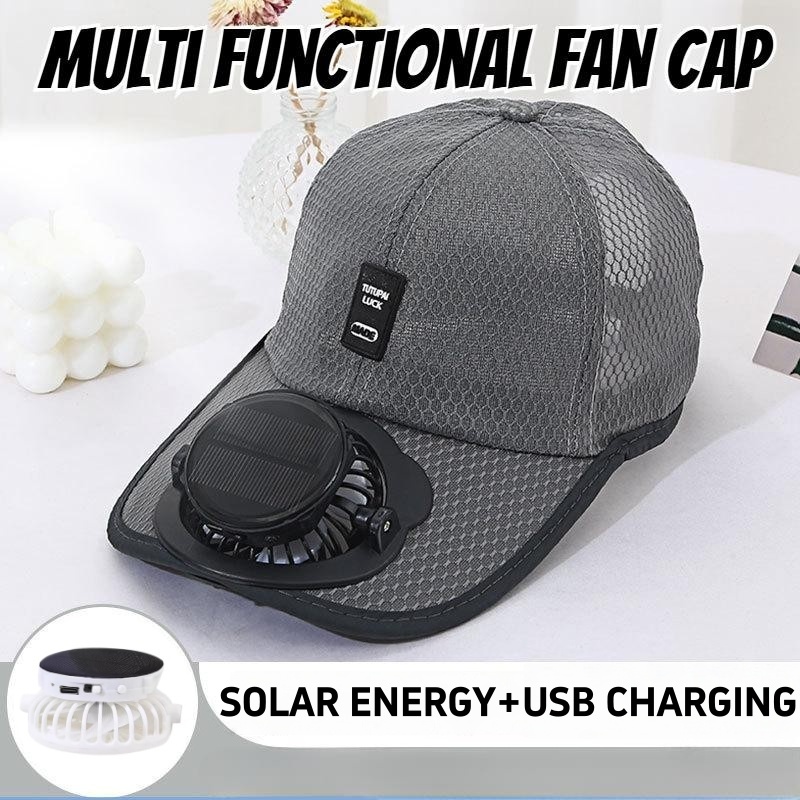 Summer Outdoor Solar Fan Cap USB Rechargeable Anti-UV Breathable Hat Outdoor Sports Cycling
