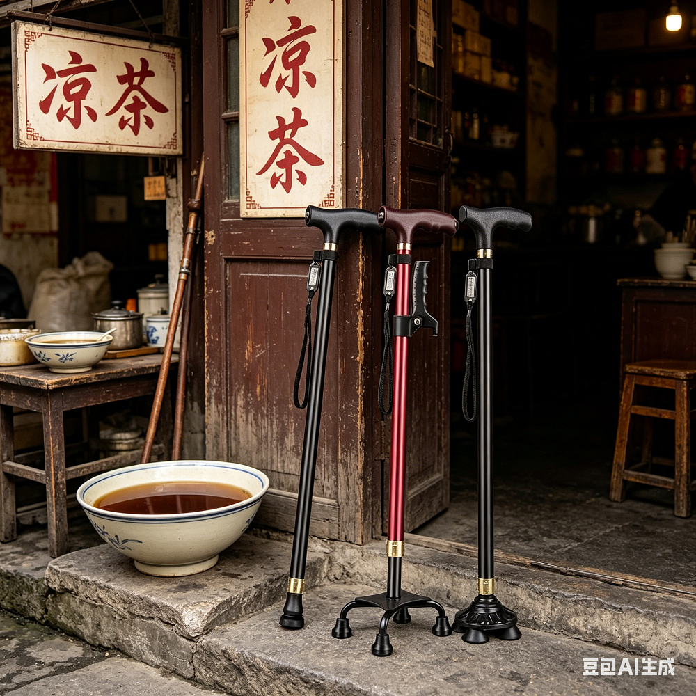 Elderly Crutches Shock-resistant Crutches Big Four-legged Cane、walking aid、walking cane、tongkat orang tua、tongkat lipat、tongkat 4 kaki、Foldable walking stick for elderly、 kaki 4、拐杖椅子