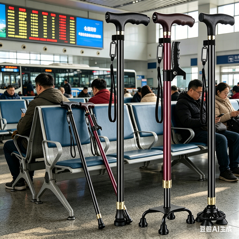 Elderly Crutches Shock-resistant Crutches Big Four-legged Cane、walking aid、walking cane、tongkat orang tua、tongkat lipat、 4 kaki、Foldable walking stick for elderly、tongkat kaki 4、拐杖椅子