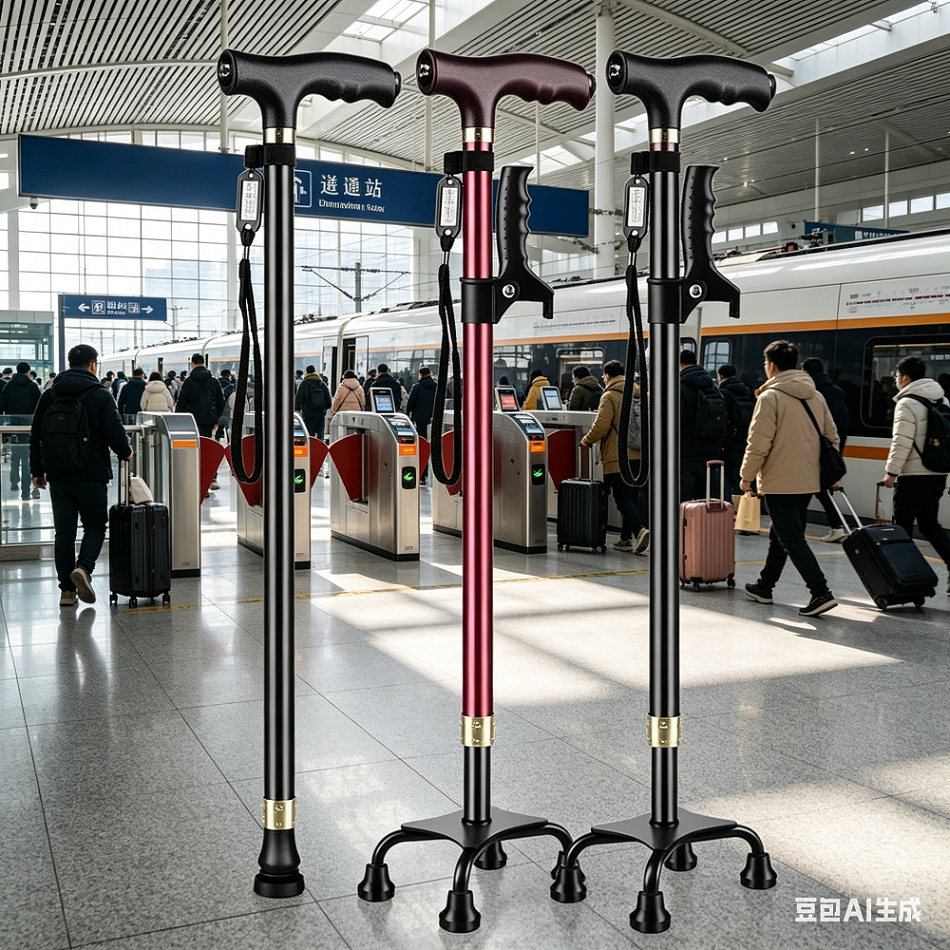 Elderly Crutches Shock-resistant Crutches Big Four-legged Cane、walking aid、walking cane、tongkat orang tua、tongkat lipat、tongkat 4 kaki、Foldable walking stick for elderly、tongkat kaki 4、拐杖椅子