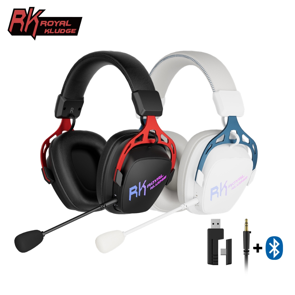 RK Royal Kludge RK HG103 Gaming Headphones Wireless 50mm Speaker Driver With RGB Lights Protein Skin Earmuffs With Aluminum Alloy Bracket