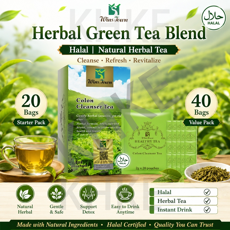 20 Sachets Halal Herbal Tea | Green Tea Blend Natural Daily Health & Wellness Drink