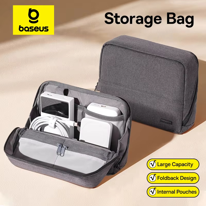 Baseus Digital Device Storage Bag Protective Foldback Design With Internal Pouches Waterproof Electronic Organizer Portable Bag