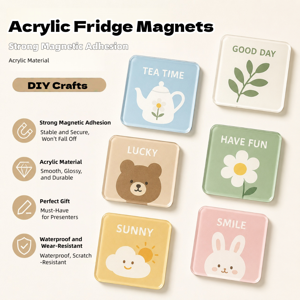 [10pcs] DIY Fridge Magnets: Super Transparent Acrylic Adhesive Material Kit - Homemade Craft Magnetic Creative High Transparency Fridge Magne
