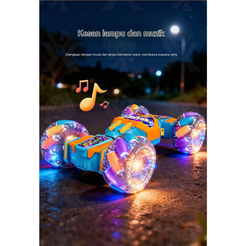 Cross-Border Children Cool Lighting Stunt Remote Control Car Toy Fun Simulation Racing Racing Graffiti Twist Remote Control Car