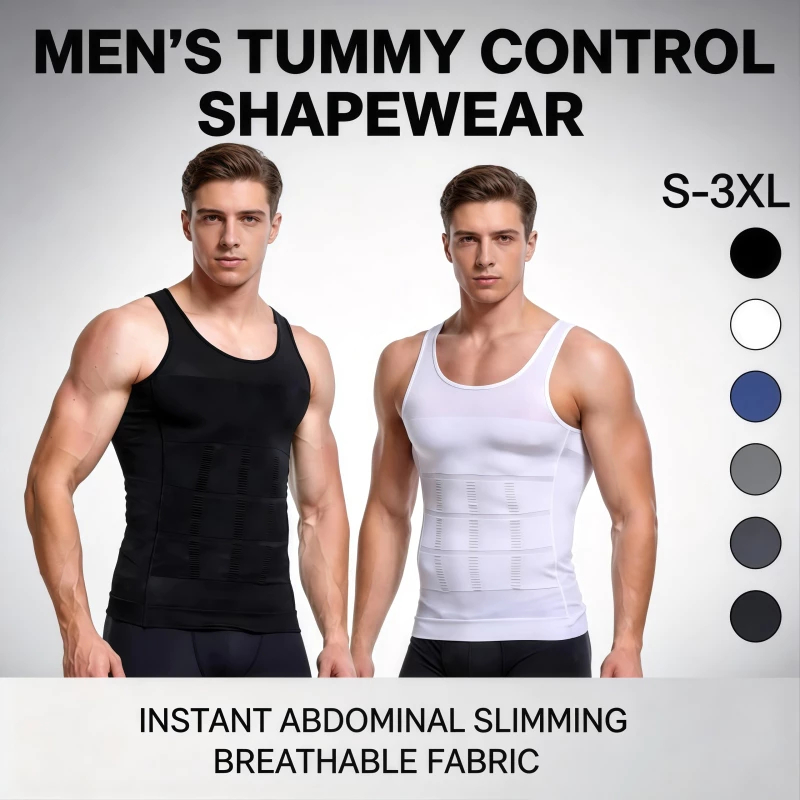 Mens Slimming T Shirt Body Shaper Compression Shirts Gynecomastia Undershirt Waist Trainer Belt Tank Tops Shapewear Waist Shapewear