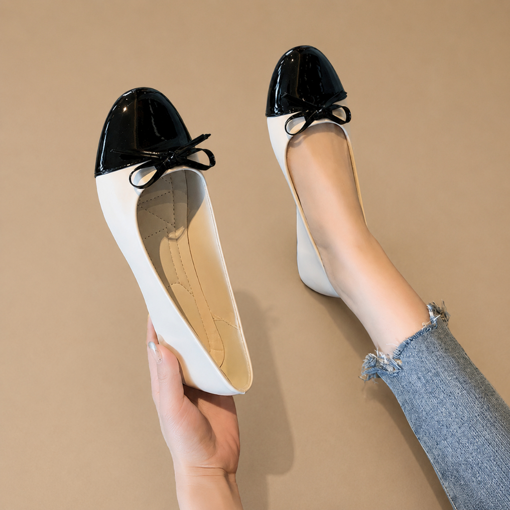 【888 Shoes】Kasut Flat Wanita Ballet Flats Riben Closed Toe Selesa Untuk Pejabat Harian & Raya Ready Stock