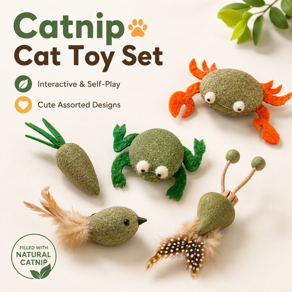 Catnip Cat Toy Interactive Plush Feather Toy for Cats, Cute Assorted Bite Chew Teething Self Play Kitten Toy Indoor Pet Supplies