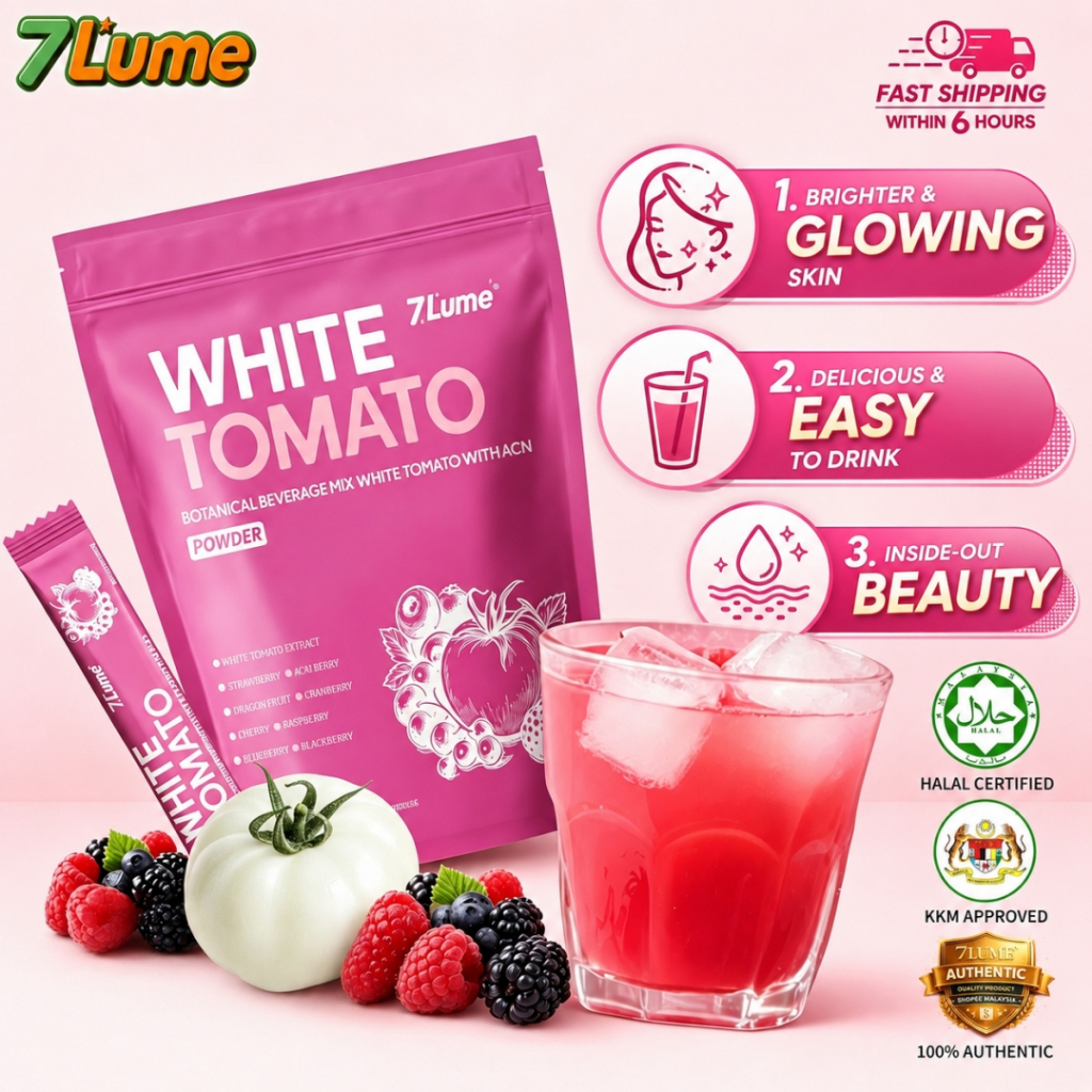 【HALAL】7Lume White Tomato Drink Skin Brightening Antioxidant UV Protection Berry Blend Smooth Radiant Skin