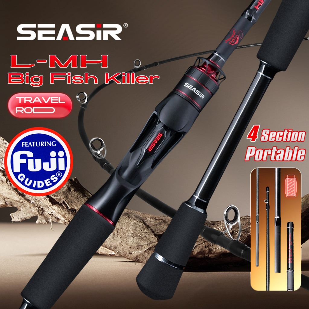 Seasir Salminus 4 keping joran kembara FUJI O Daya pemandu M/MH seret maks 6-9kg 1.83-1.98m/6’ -6’6’’kaki Ringan 90-100g Berputar&Tuang 40T Serat Karbon 4 bahagian Kuasa Berat Air laut/air tawar