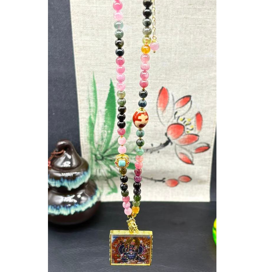 0606碧玺多用链加大威德唐卡吊坠项链0606 Tourmaline Multi-Purpose Chain Extra Large Weed Doctoral Pendant Necklace