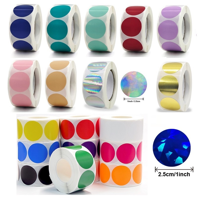 500Pcs Chroma Label Color Code Dot Labels Stickers Red Green White Yellow Blue Pink Black Purple Stationery Stickers