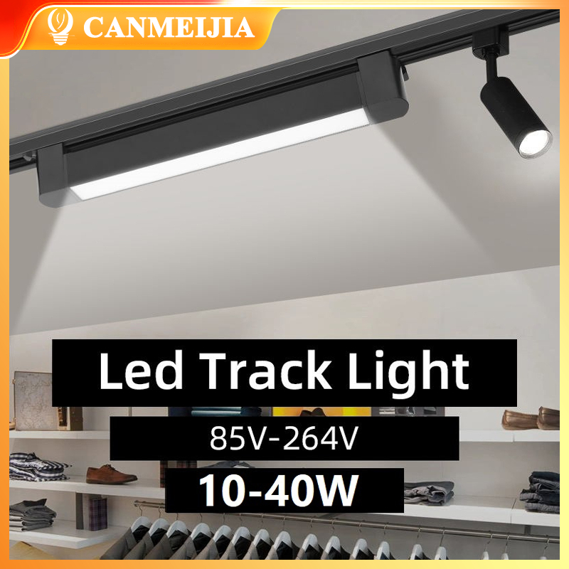 CANMEIJIA Linear LED Track Light 3 Color Dimmable Multi Style 10/20/30/40/50/60W Wide Voltage 85-264V 2 Wire Rail Lampu Sorot Rel Plafon Black White Housing For Clothing Store Supermarket Cafe Home Living Room