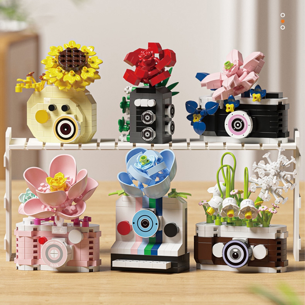 Vintage-style camera building blocks, children's toys