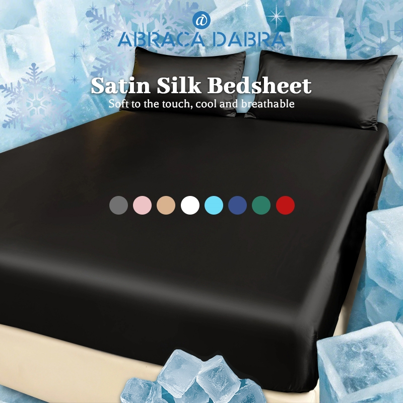 Abraca Dabra Satin Soft Silk Solid Bedding Fitted Sheet - Single/Queen/King