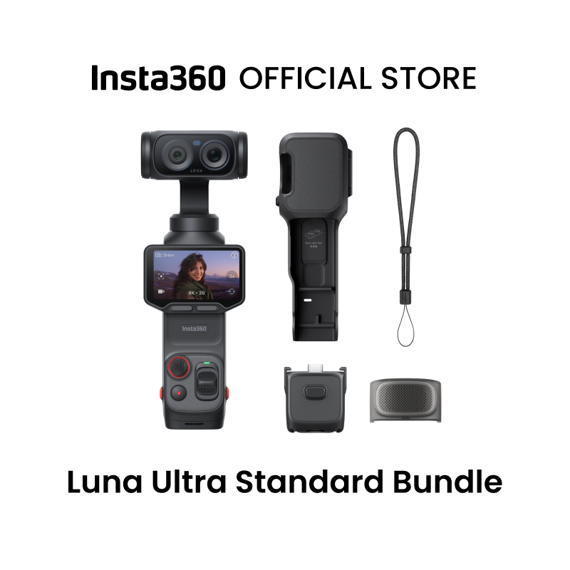Insta360 Luna Ultra - 8K Vlogging Camera with Dual Leica Lenses, 12× Zoom, 1" Sensor, Detachable 2" Touchscreen, Triple AI Chip, Pocket Gimbal Camera for Vlog Photography