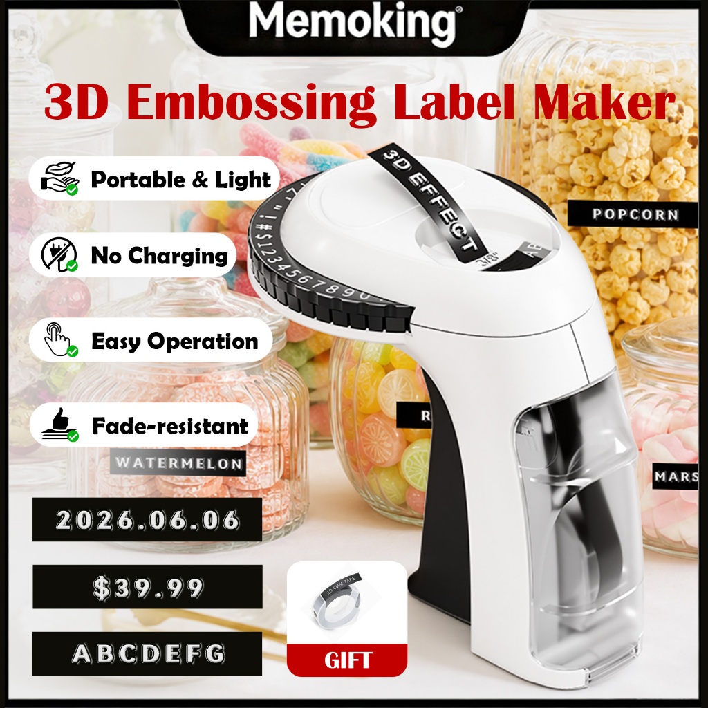 Omega Label Maker Manual Typewriter with 9mm 3D Waterproof Embossing Tapes for CIDY DYMO