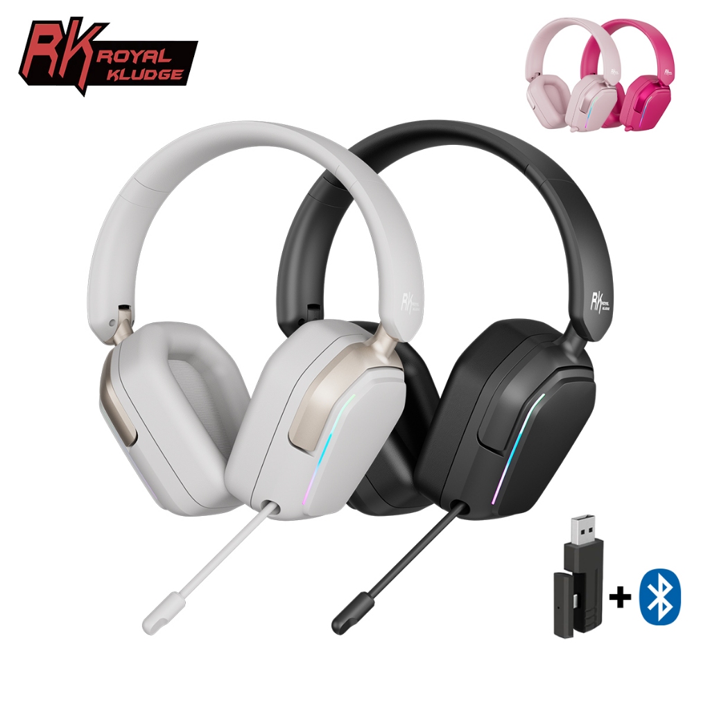 RK Royal Kludge RK HG101 Gaming Headphones Wireless 40mm Speaker Driver with RGB Lights Protein Skin Earmuffs
