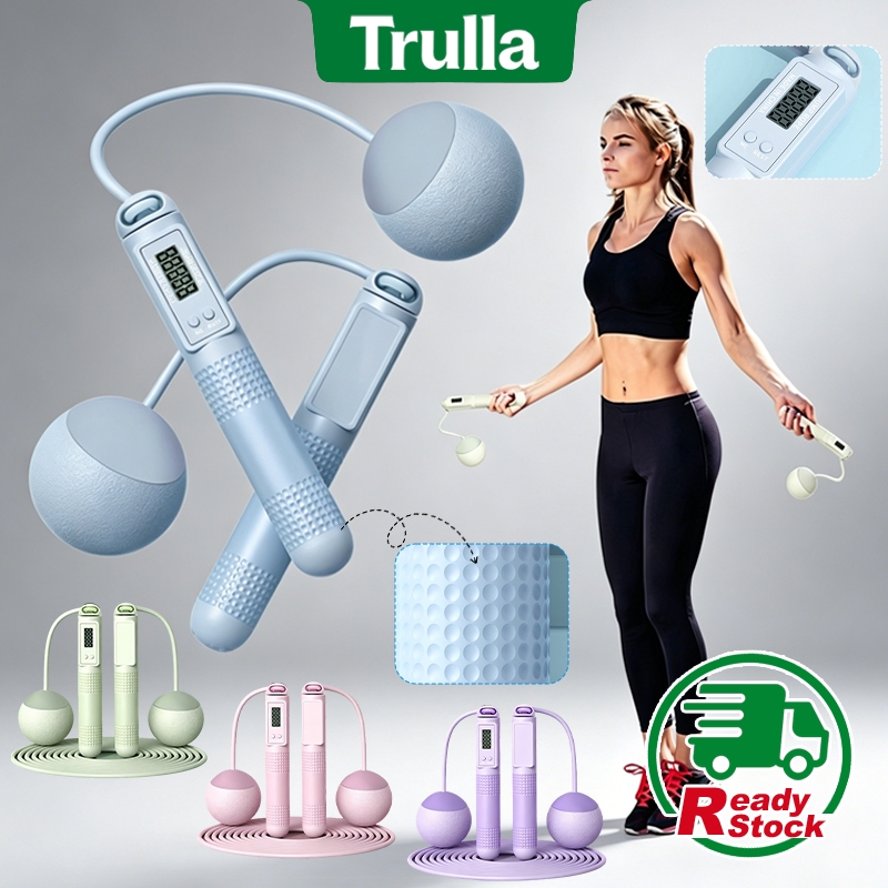 TRULLA 2-in-1 Digital Counting Jump Rope Adjustable Cordless Weighted Skipping Rope with 2.8M Rope 智能计数跳绳