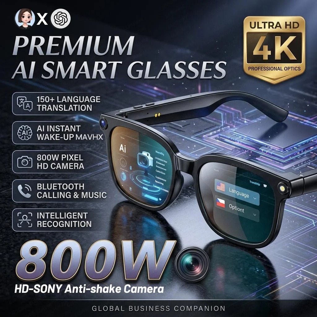 4K HD Camera Glasses Photochromic Multifunctional AI Smart Glasses Bluetooth Calling Photo Video ChatGPT Music Translation 2026