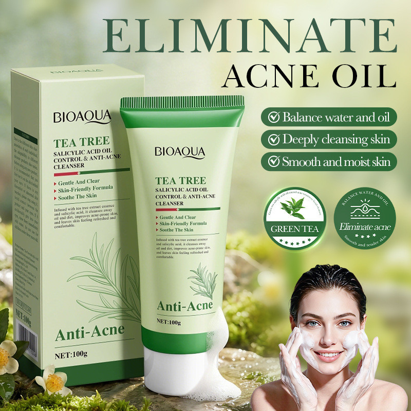 Bioaqua Tea Tree Salicylic Acid Oil‑Control Anti‑Acne Cleanser 100g