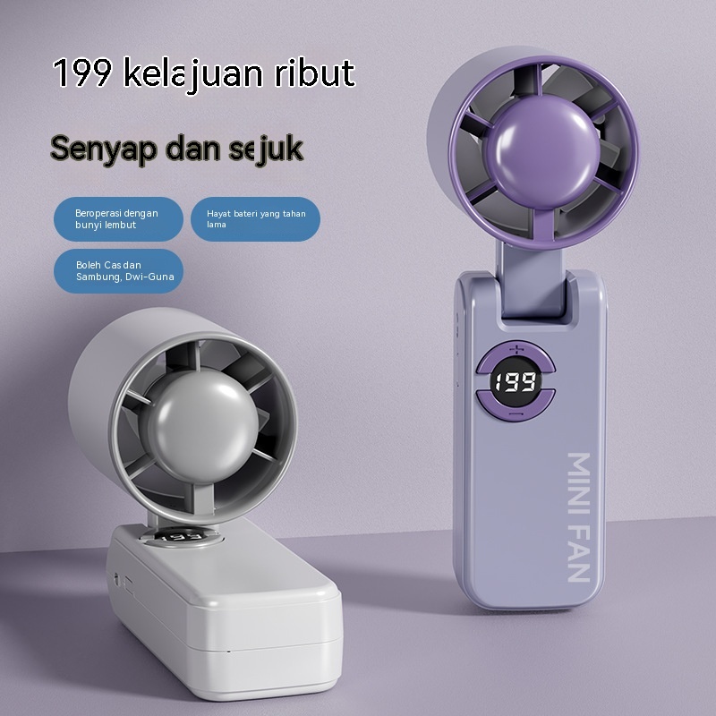 2026 Kipas Berkelajuan Tinggi Baharu USB Paparan Digital Desktop Boleh Dilipat Digantung di Leher Kipas Tangan Mini