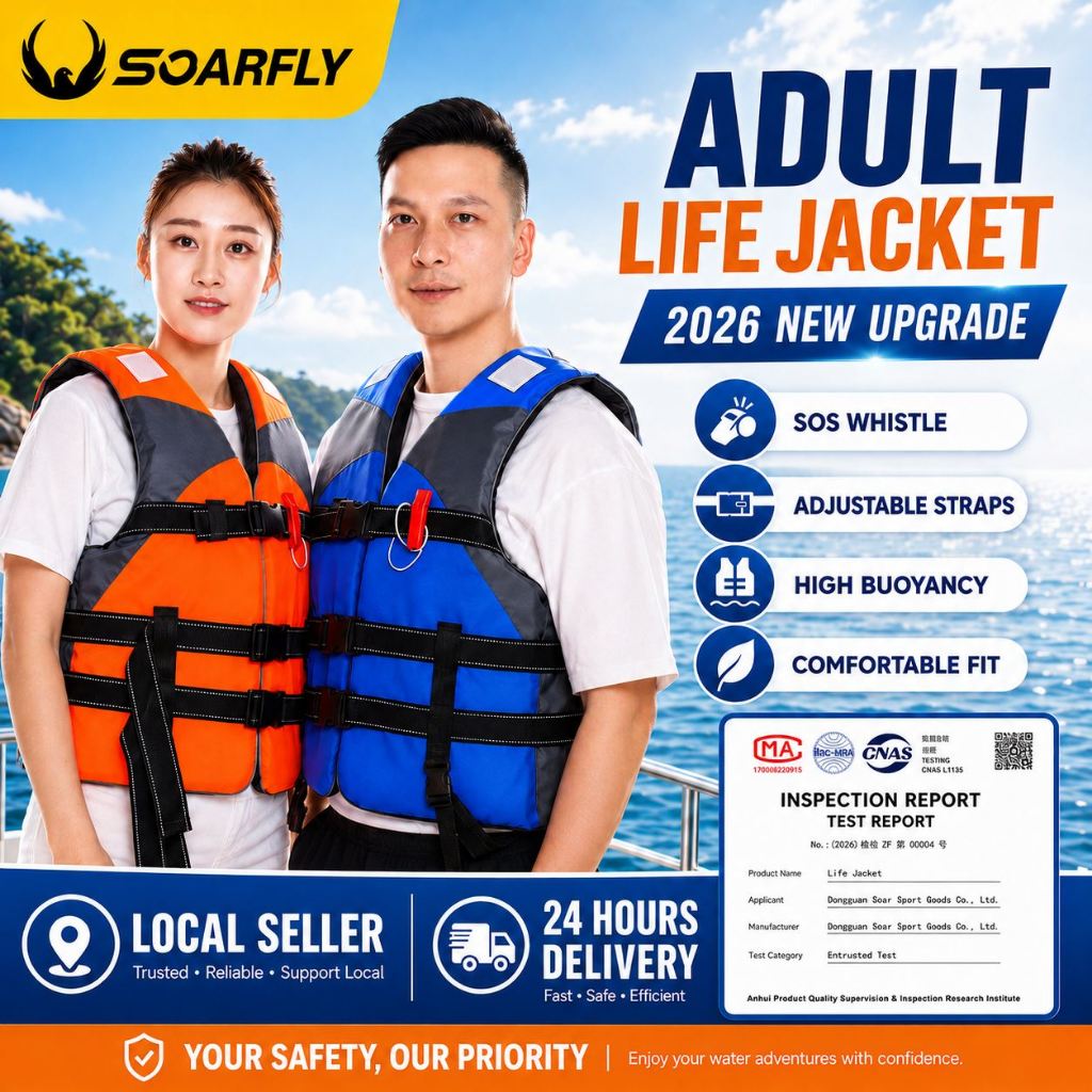 Ready StockLife Vest Jacket Kids Adults Marine Safety Life Jacket For Outdoor Water Sport Fishing Swimming Boating Surfing