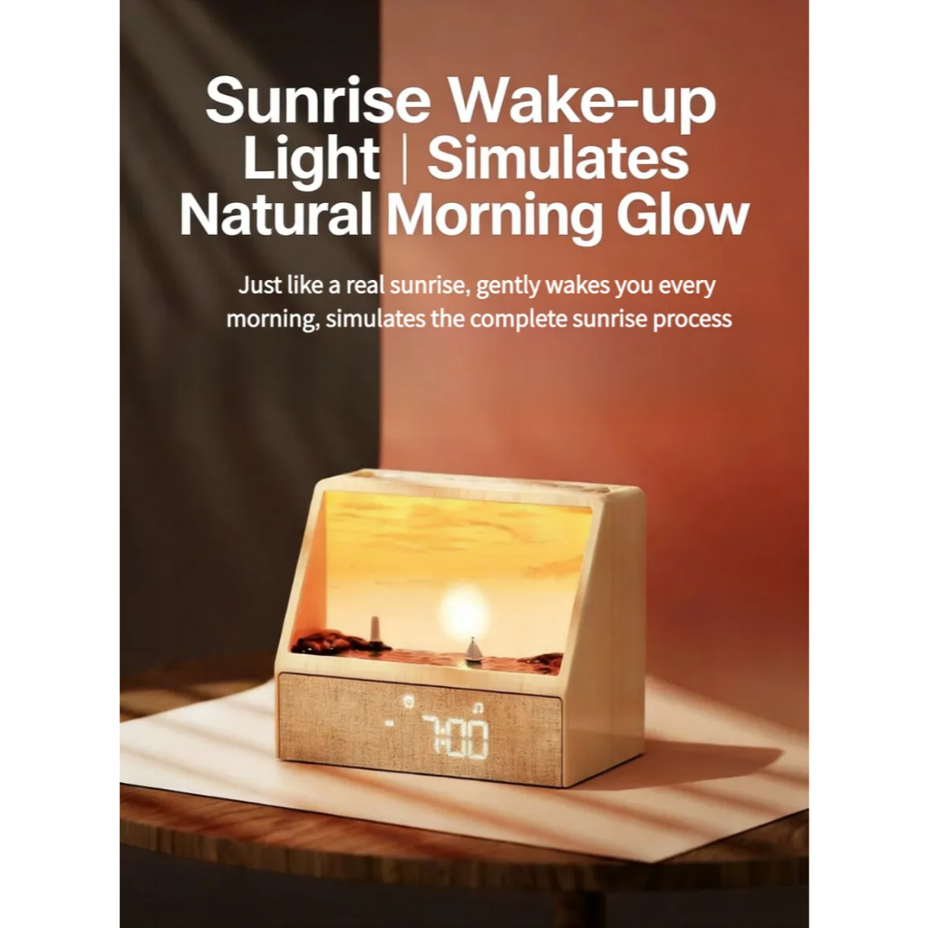 New Style Simulation Sunrise Wake-Up Light Alarm Clock Bluetooth Audio White Noise Accompanying Sleep Smart Sound Light Sleep
