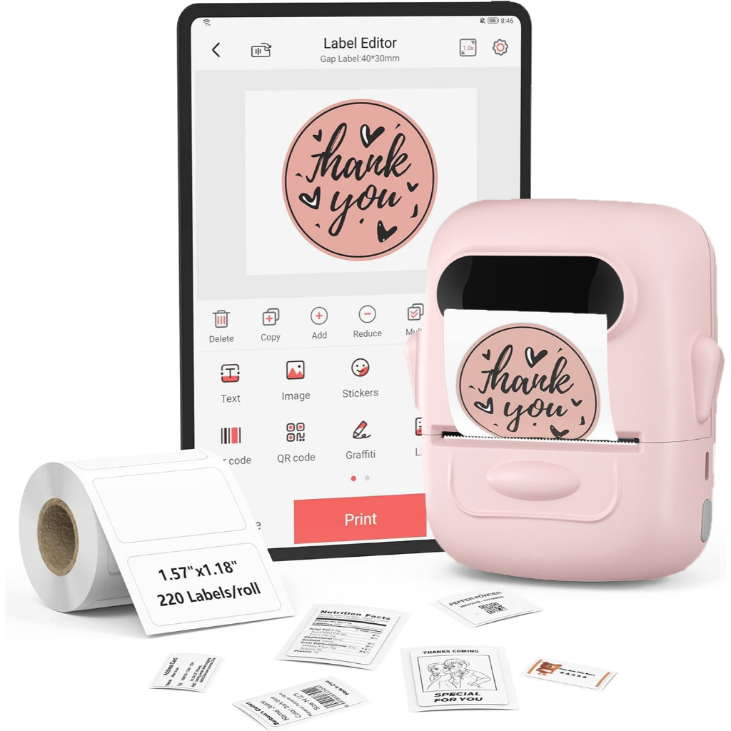 Marklife P50 Bluetooth Printer, No ink required, Compact and portable for use by store merchants.